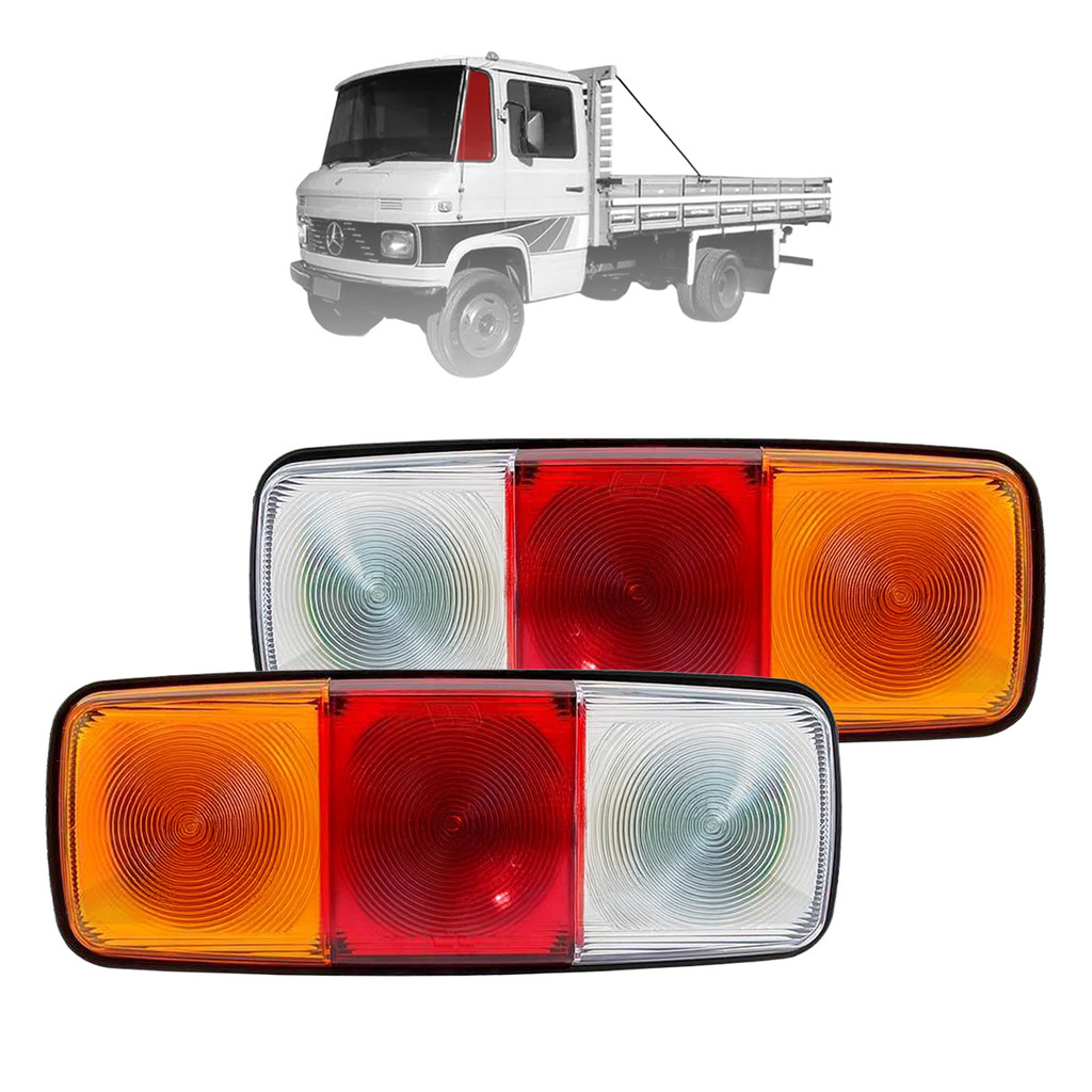 Par Lanterna de Caminhão Traseira Tricolor GF 24v com Vigia MB 708 608 Carreta Mercedes-Benz Antigo