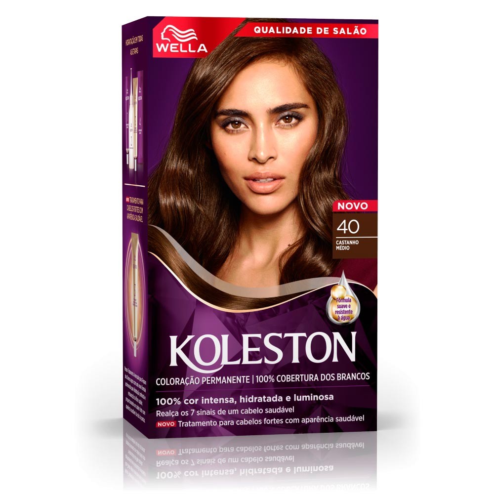 Tintura Creme Koleston Wella Castanho Médio 40 Kit - Beauty