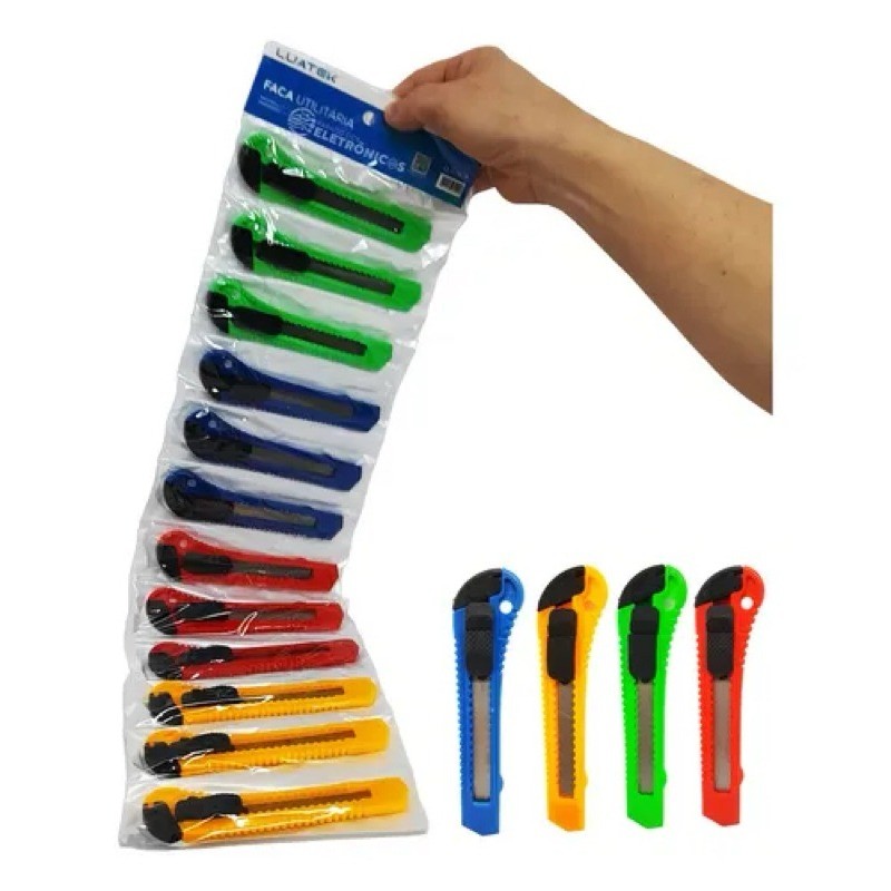 Estilete Profissional Lamina com Trava Colorido ótima qualidade