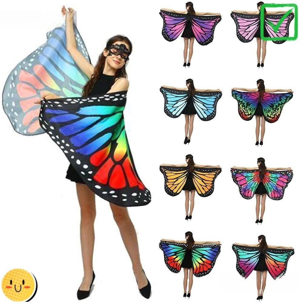 CACTU Festa De Halloween Da Fada Das Asas De Borboleta Shawl Fantasia Favorita Do Festival Rave Dress Butterfly Costume