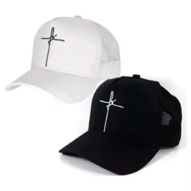 Boné Fé Aba Curva Trucker Snapback Feminino Masculino Promoção baratoBoné Fe Brim Aba curva Adulto cores Variados Aba Cu