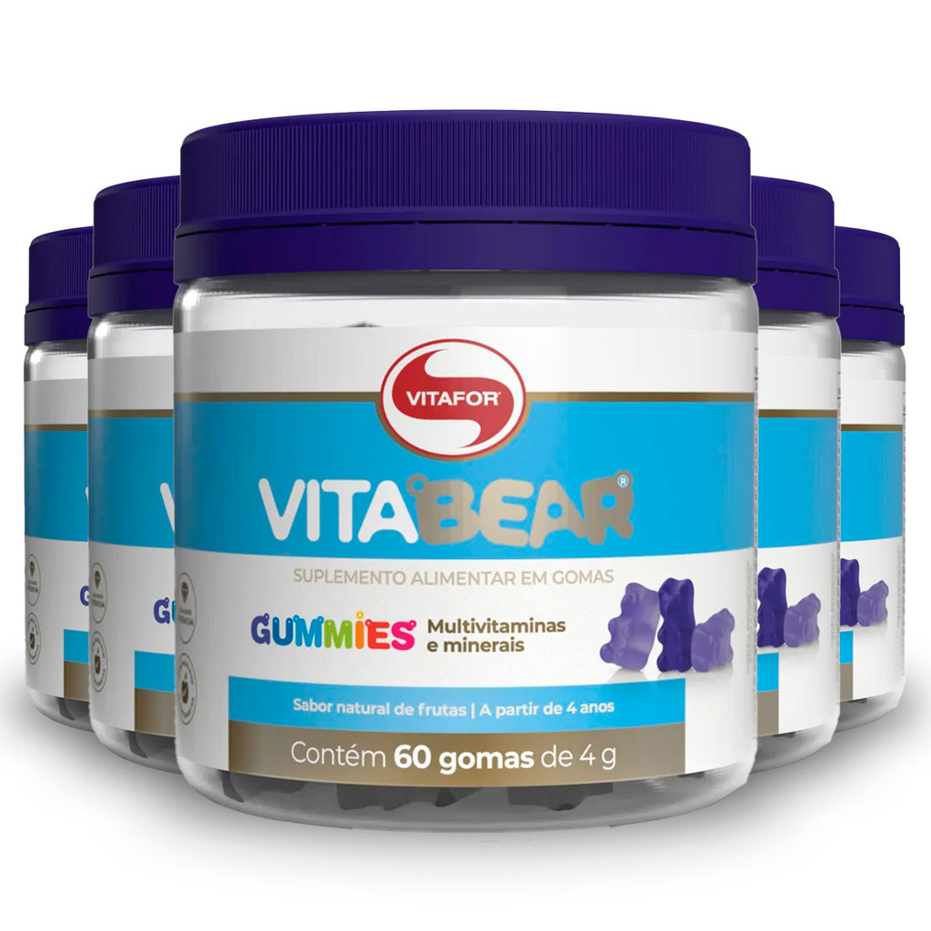 Kit 5 Vita Bear Multivitamínico Vitafor 60 Gomas