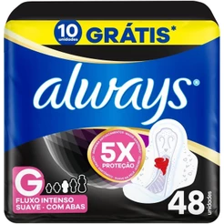 Absorvente Noturno Always Cobertura Suave G Com Abas Com 48 Un