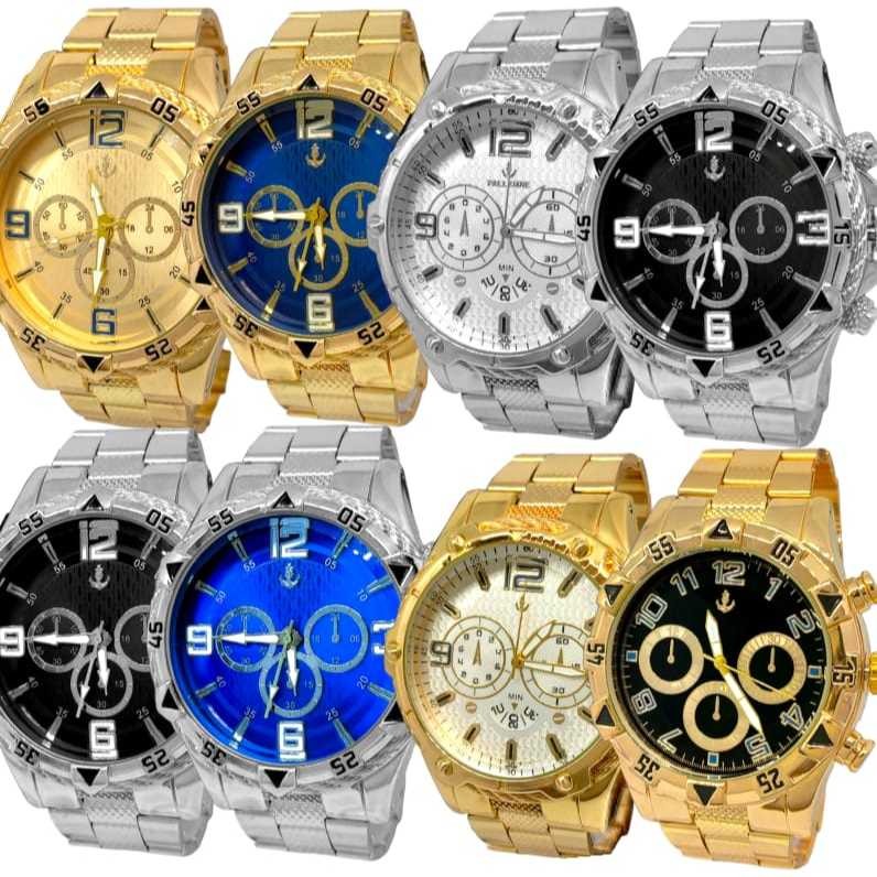 Relógio Masculino Relogio Pulseira Em Aço 8 UNIDADES Relógio Dourado Relógio Prata de Pulso Qualidad