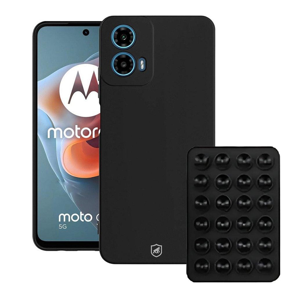 Kit Capa case capinha Silicon Veloz para  Motorola Moto G34 +  Ventosa - Preta - Gshield