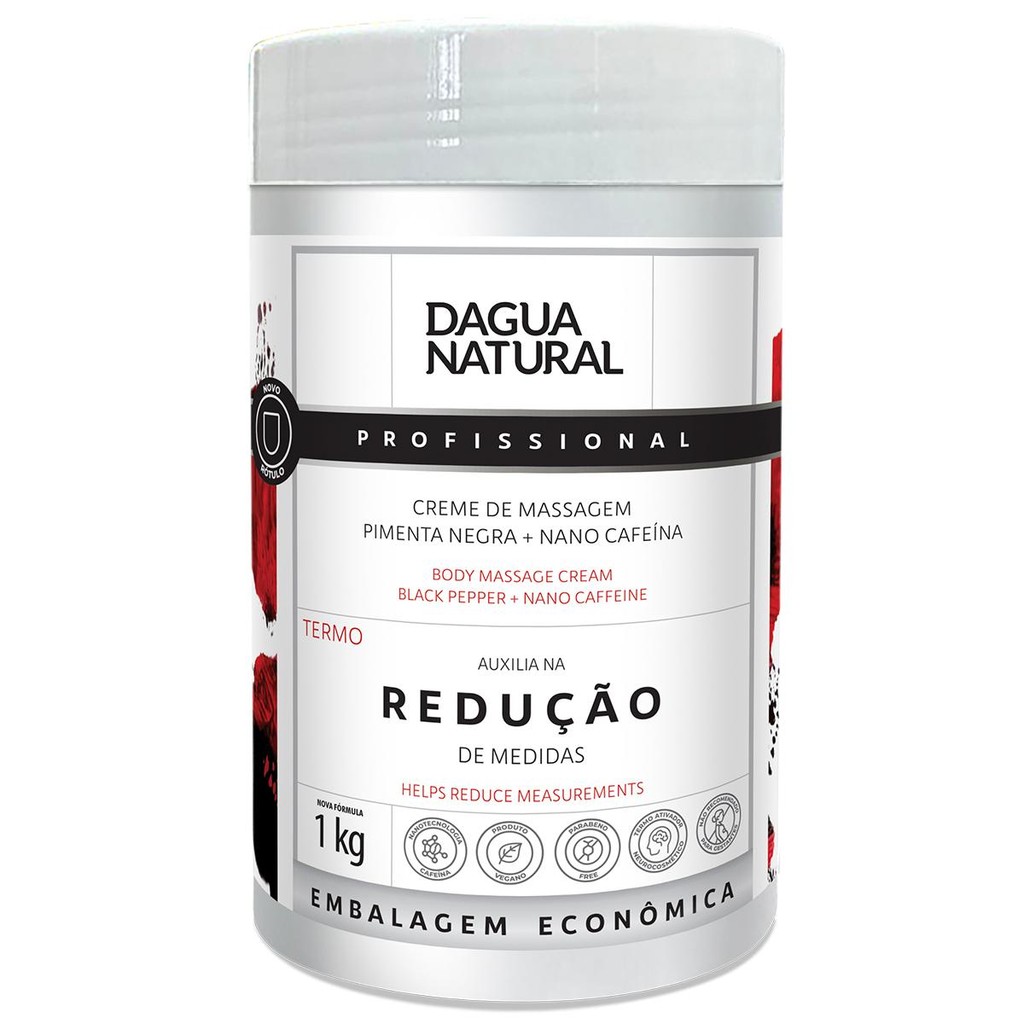 Pote Creme de Massagem Dagua Natural Pimenta Negra 1kg Redução de Medidas e Celulite em Oferta na Shopee