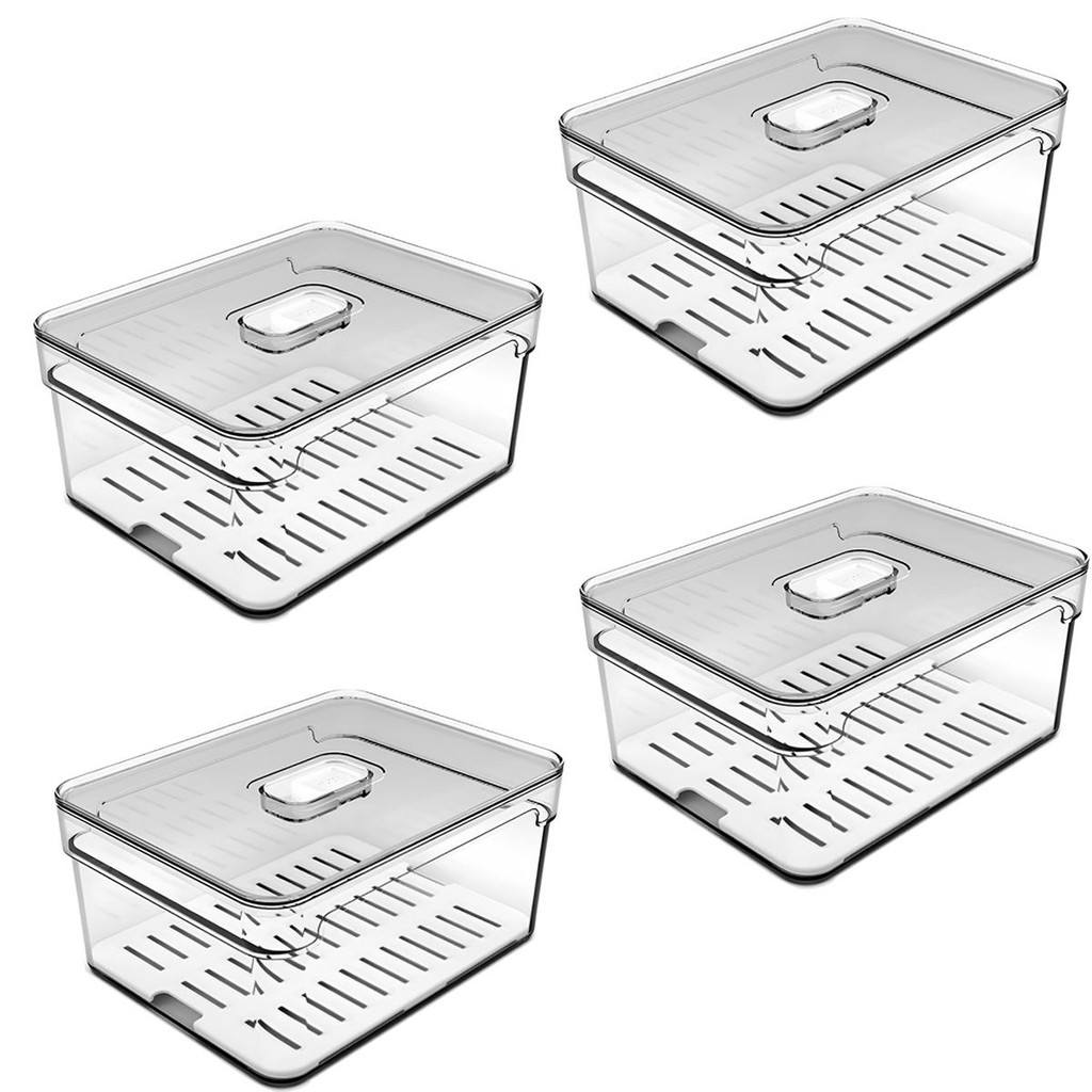 Kit 4 Organizador Geladeira Multiuso 2,2L OU Frutas Vegetais