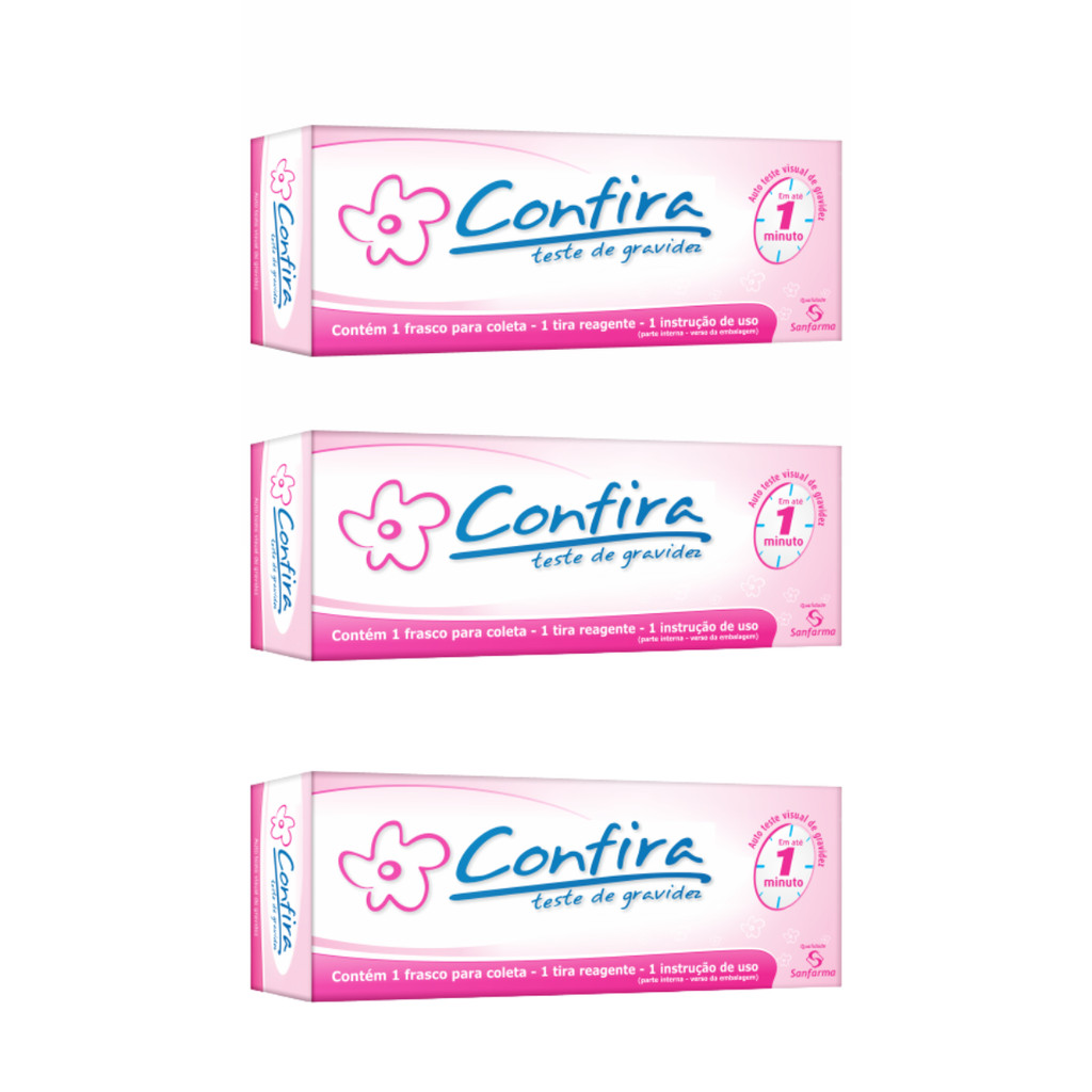 Kit 3 Testes de Gravidez Confira Resultado 1 minuto - Sanfarma