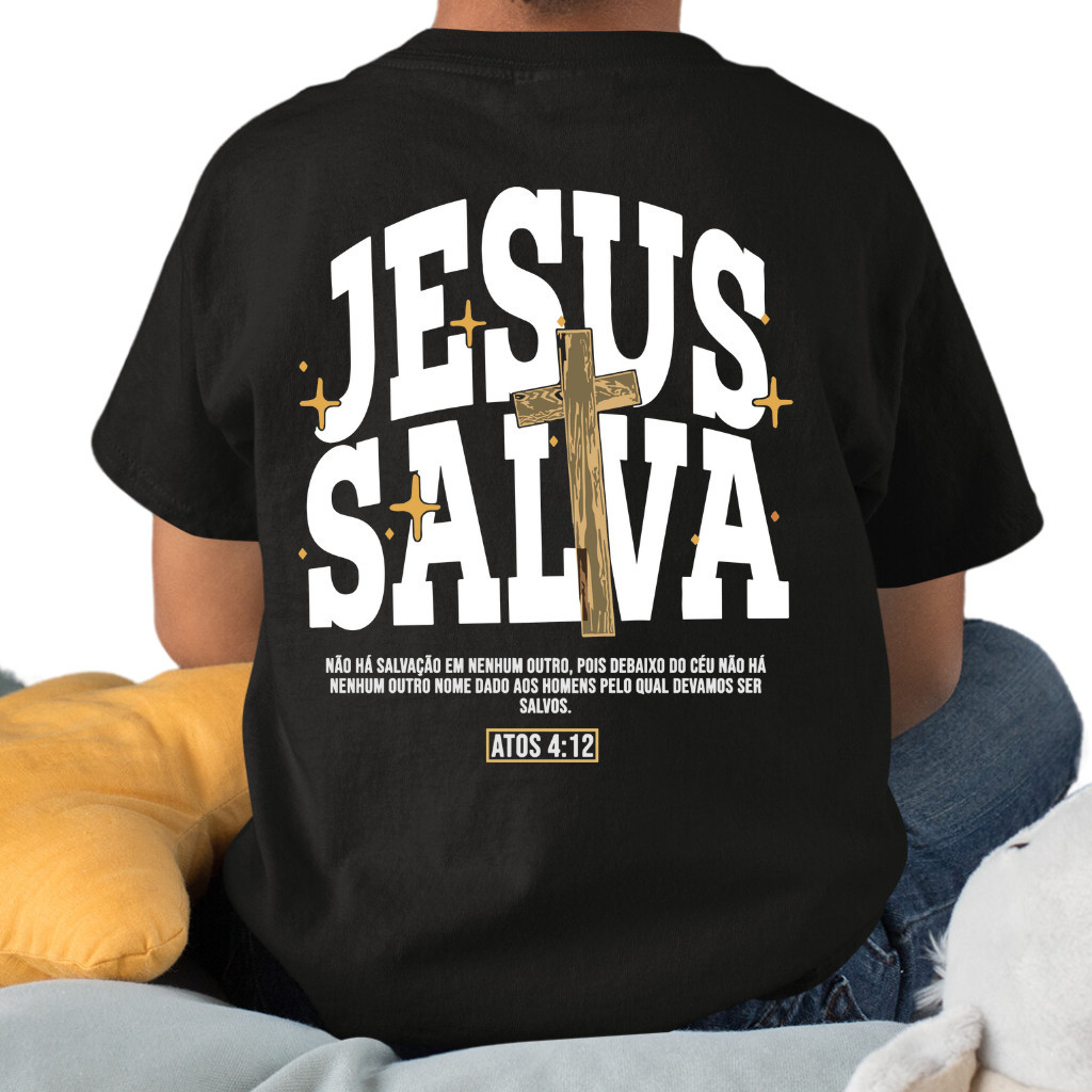 Camiseta Infantil Juvenil Adolescente Jesus Salva Cristão Igreja Fé Blusa Algodão Premium em Oferta na Shopee