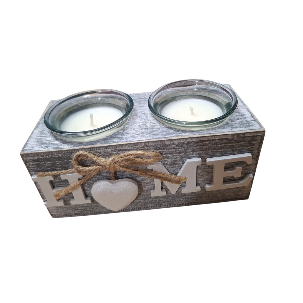 Castiçal Porta Velas Vidro Decorado Duplo Enfeite Decoração