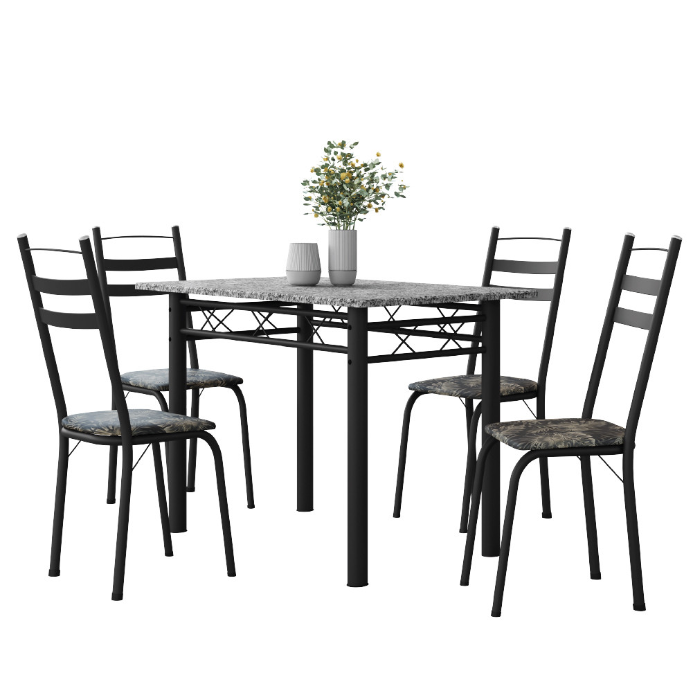 Conjunto De Mesa Sala de Jantar Com 4 Cadeiras Leia Tubular Granito 1,20m Artefamol em Oferta na Shopee