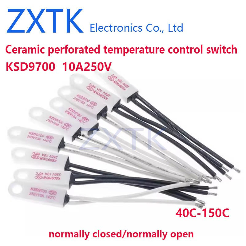 Novo IC CHIP Interruptor De Controle De Temperatura Perfurado De Cerâmica KSD9700 10A250V 40C-150C 45/50/55/60/65/70 Nor