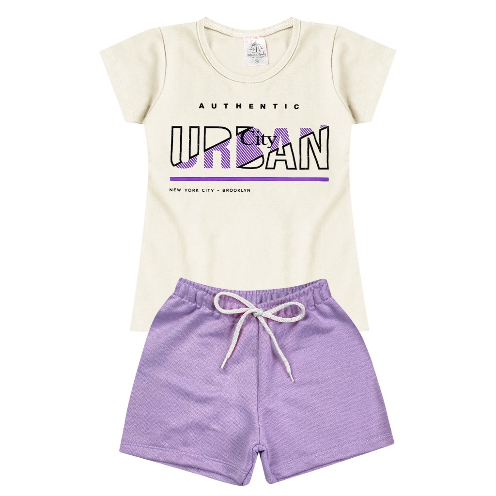 Conjunto Infantil Feminino Menina Juvenil - Duas Peças Camiseta e Shorts - Tamanhos 02 ao 14