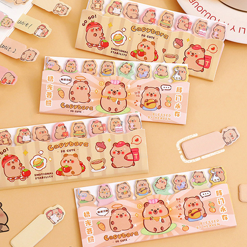 120 Unidades De Notas Adesivas De Capivara De Desenho Animado Fofo-Guias De Índice Com Etiquetas , Deixar N Vezes Blocos