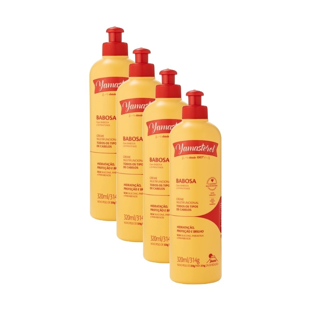 Kit Creme Para Pentear Yamasterol Babosa 320g (4 unidades) em Oferta na Shopee