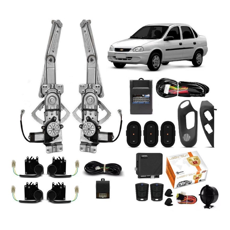Kit Vidro Eletrico Corsa Classic Wagon 4 Portas Dianteira Trava Eletrica + Alarme