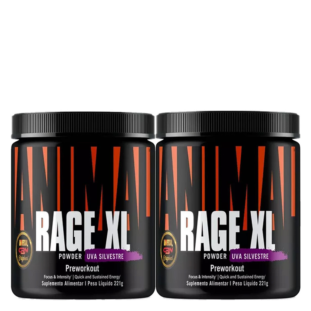 Imagem Kit 2x Pré treino Rage XL 221g Powder Uva - Universal Nutrition