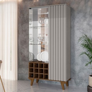 Cristaleira Elba 2 Portas 3 Prateleiras com Vidro Ripado em Oferta na Shopee