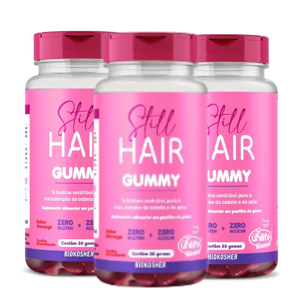 Kit 3 Gummy Hair Still Para Cabelos e Pele 30 Gomas - Unilife