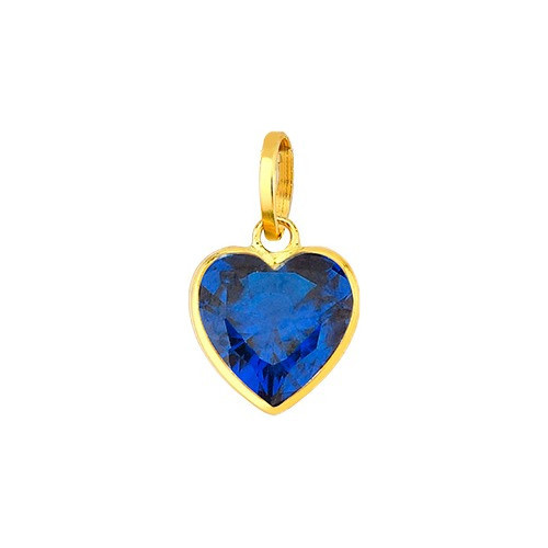 Pingente coração ouro 18k azul marinho zircônia 6mm em Oferta na Shopee