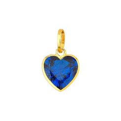 Pingente coração ouro 18k azul marinho zircônia 6mm