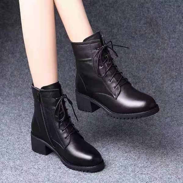 cuturno feminino bota plataforma feminina bota feminina cano curto moleca Wenzhou primavera e inverno novas botas martin de couro macio estilo britânico salto bloco salto 2023 moda botas de algodão versáteis botas femininas