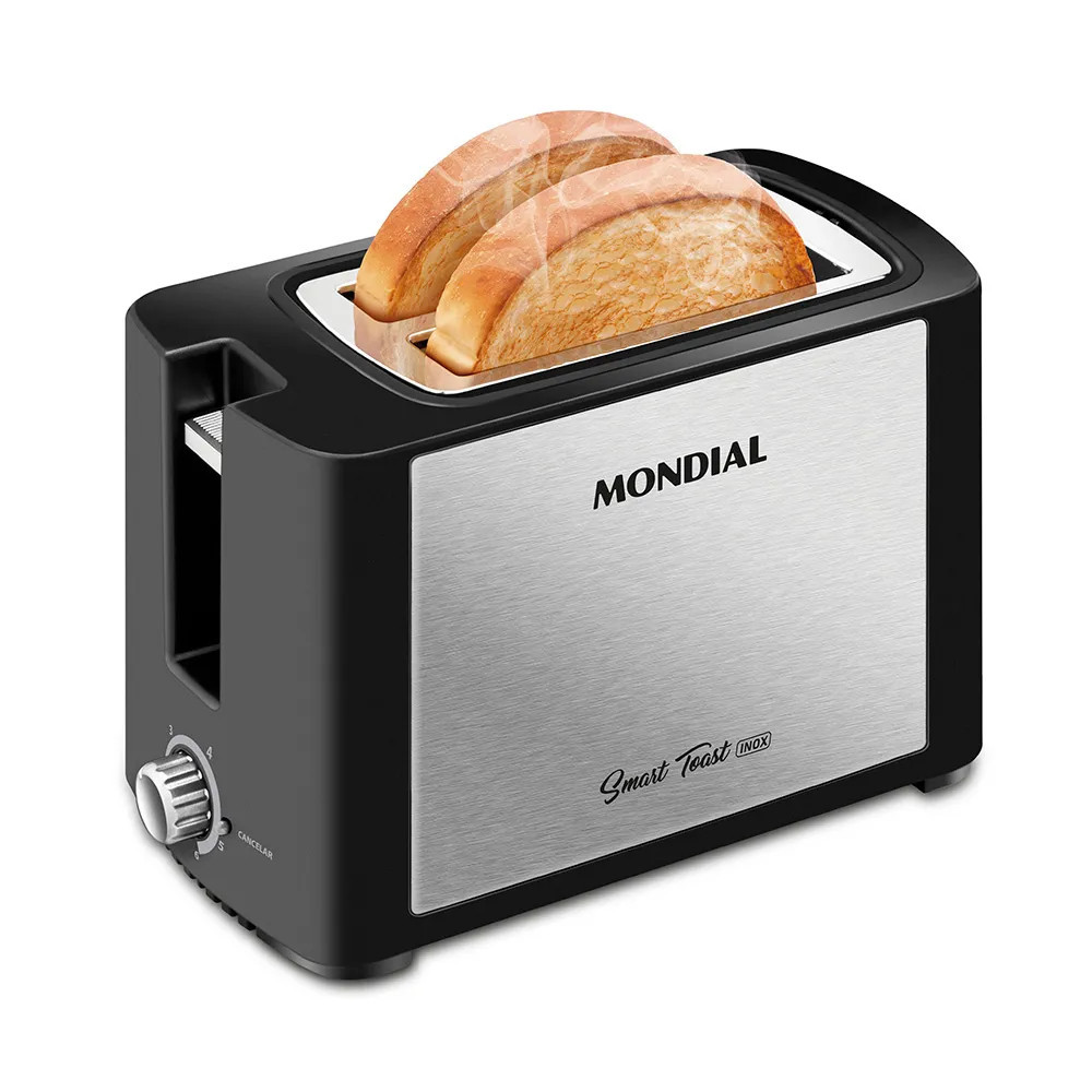 Torradeira de Pães Smart Toast 800W, 220V T-13 Preto/Inox Mondial