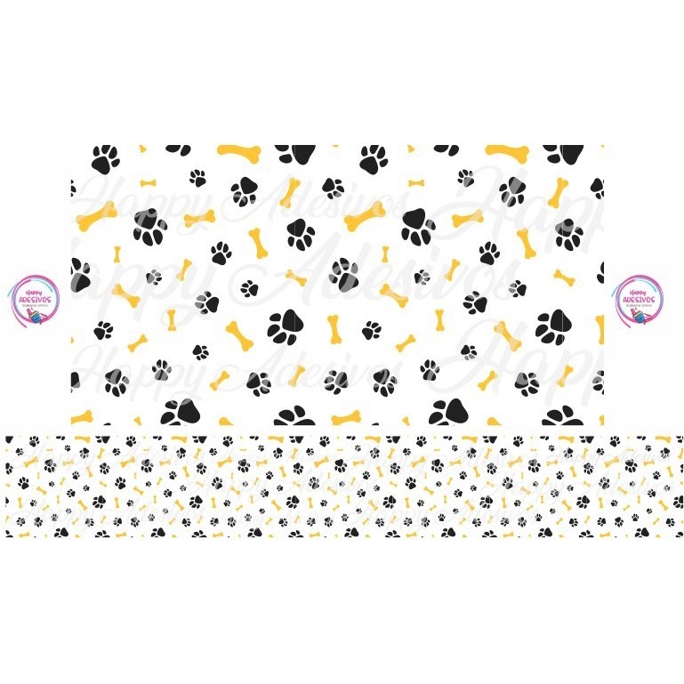 Adesivo Parede Pegadas Faixa Adesiva Decorativa Patinhas Cães Pet Shop Veterinário Banho e Tosa DCM