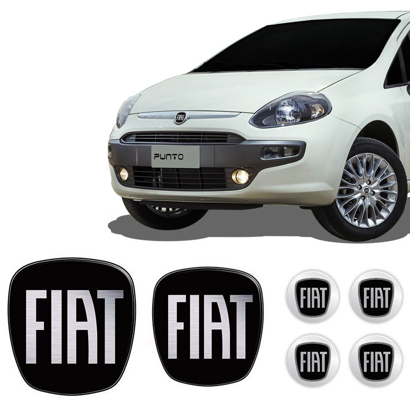Kit Adesivos Fiat Black Diant Tras Calotas Punto 2007/2017
