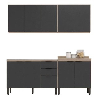 Cozinha Modulada Firenze Fi0008 Avena Grafito - Demóbile em Oferta na Shopee