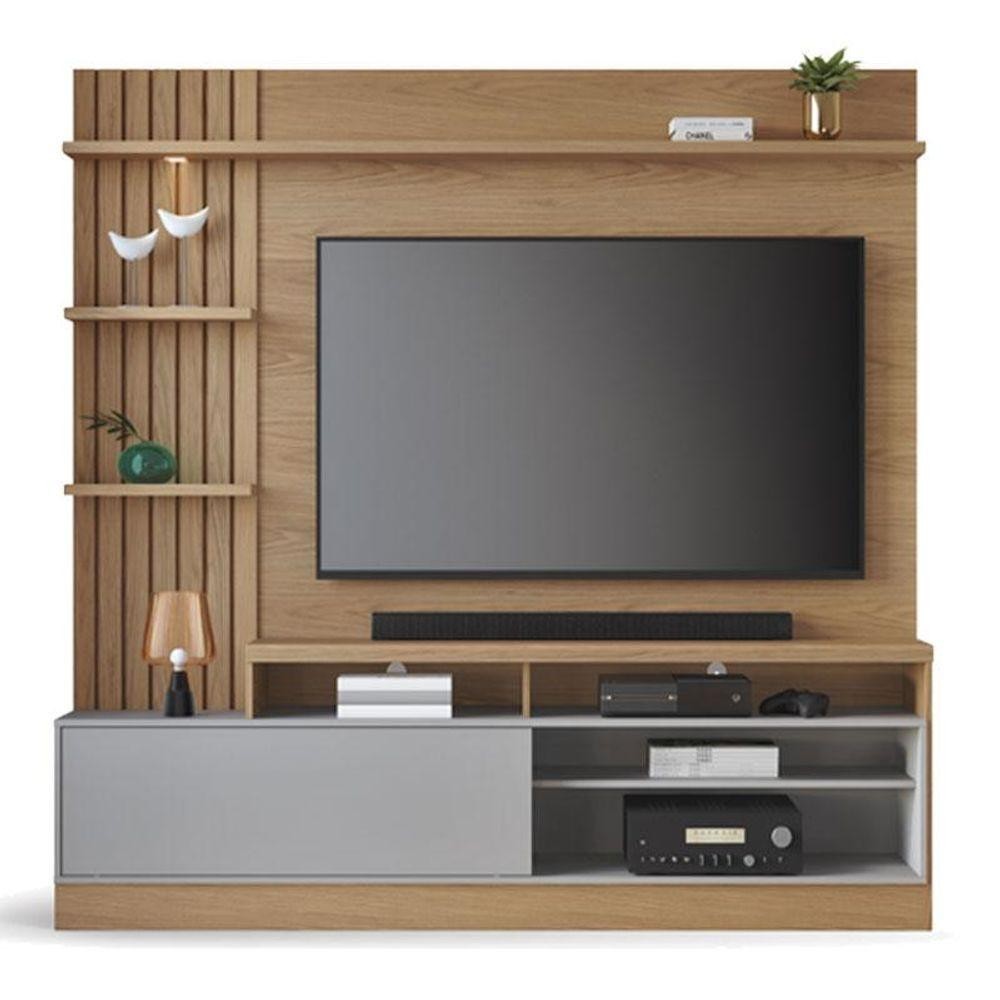 Estante Home Theater Maceió Freijó Cinza Acetinado - Colibri em Oferta na Shopee