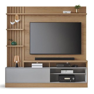 Estante Home Theater Maceió Freijó Cinza Acetinado - Colibri em Oferta na Shopee
