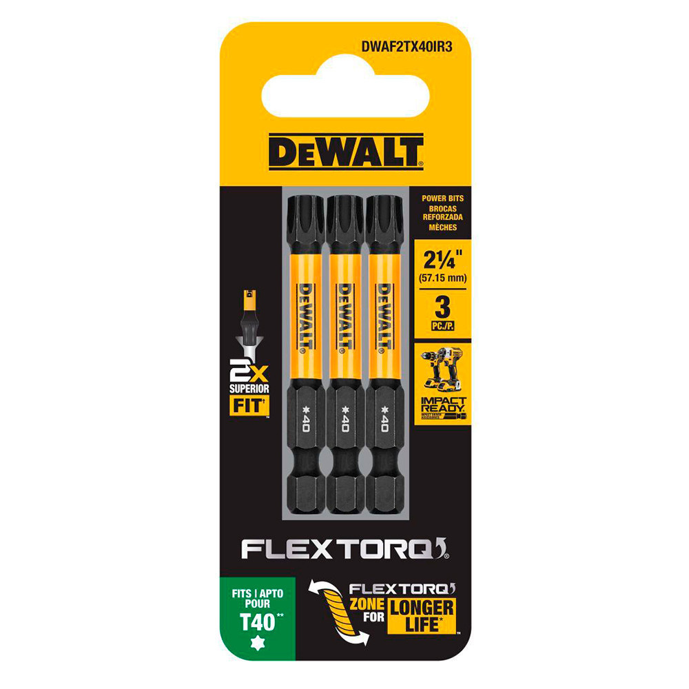Kit com 3 Bits Torx de Impacto T40 x 50mm Flextorq Dewalt DWAF2TX40IR3 em Oferta na Shopee