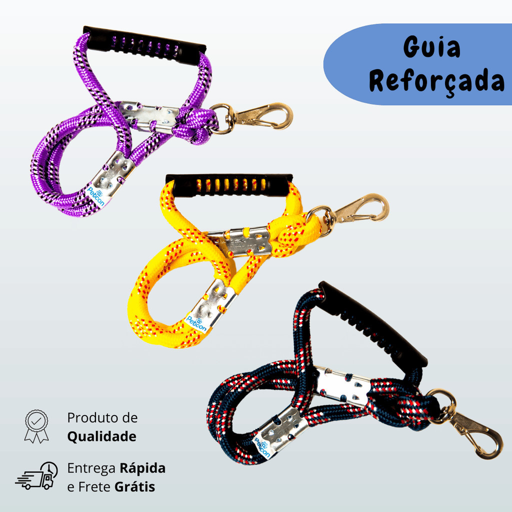 Guia Corda Dupla Reforçada Para Cachorro Cães Médio Grande Porte Guia de Passeio Pet Premium