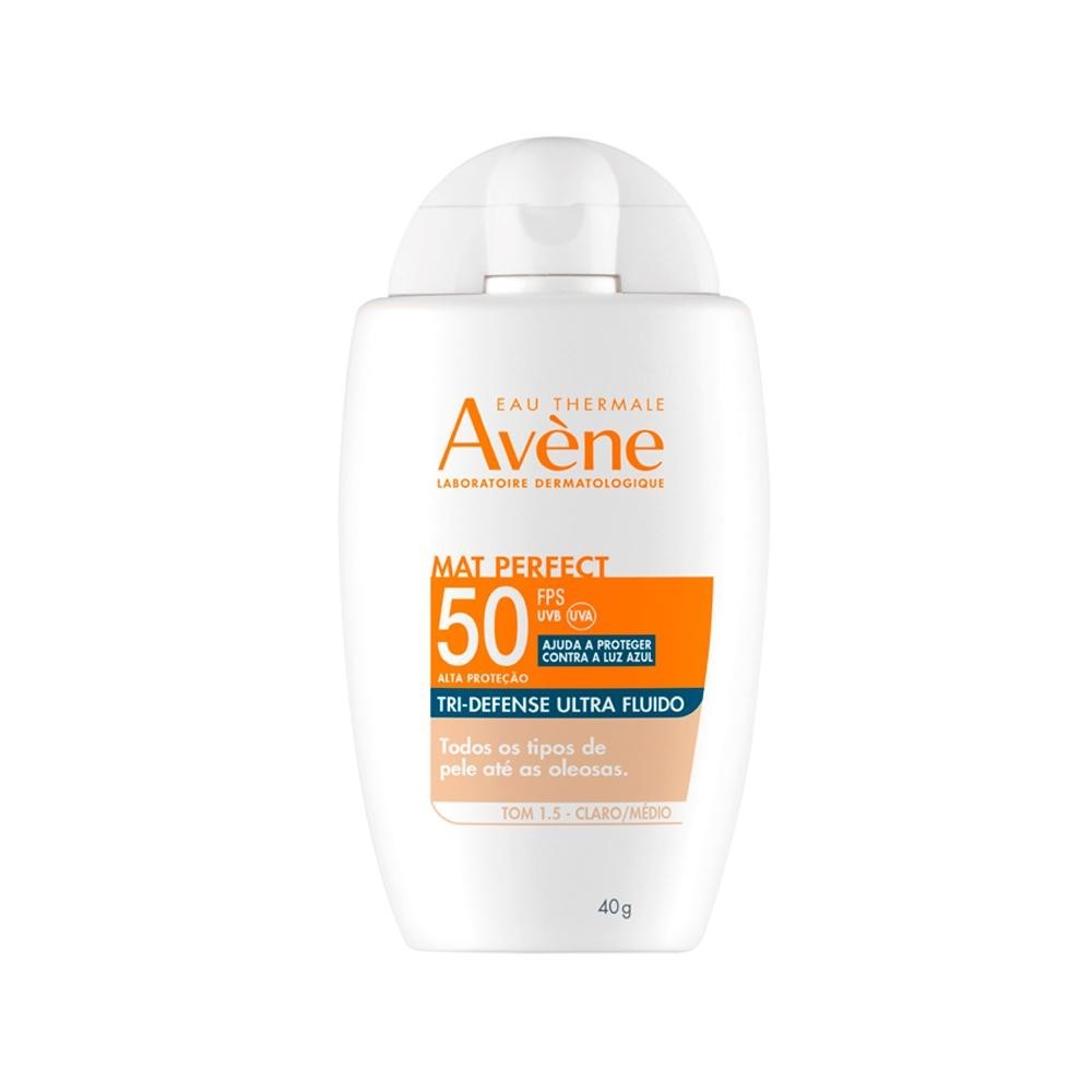 Avène Mat Perfect Tri-Defense Ultra Fluido Protetor Solar Facial Tom 1.5 Claro/Médio FPS 50 40g - Beauty