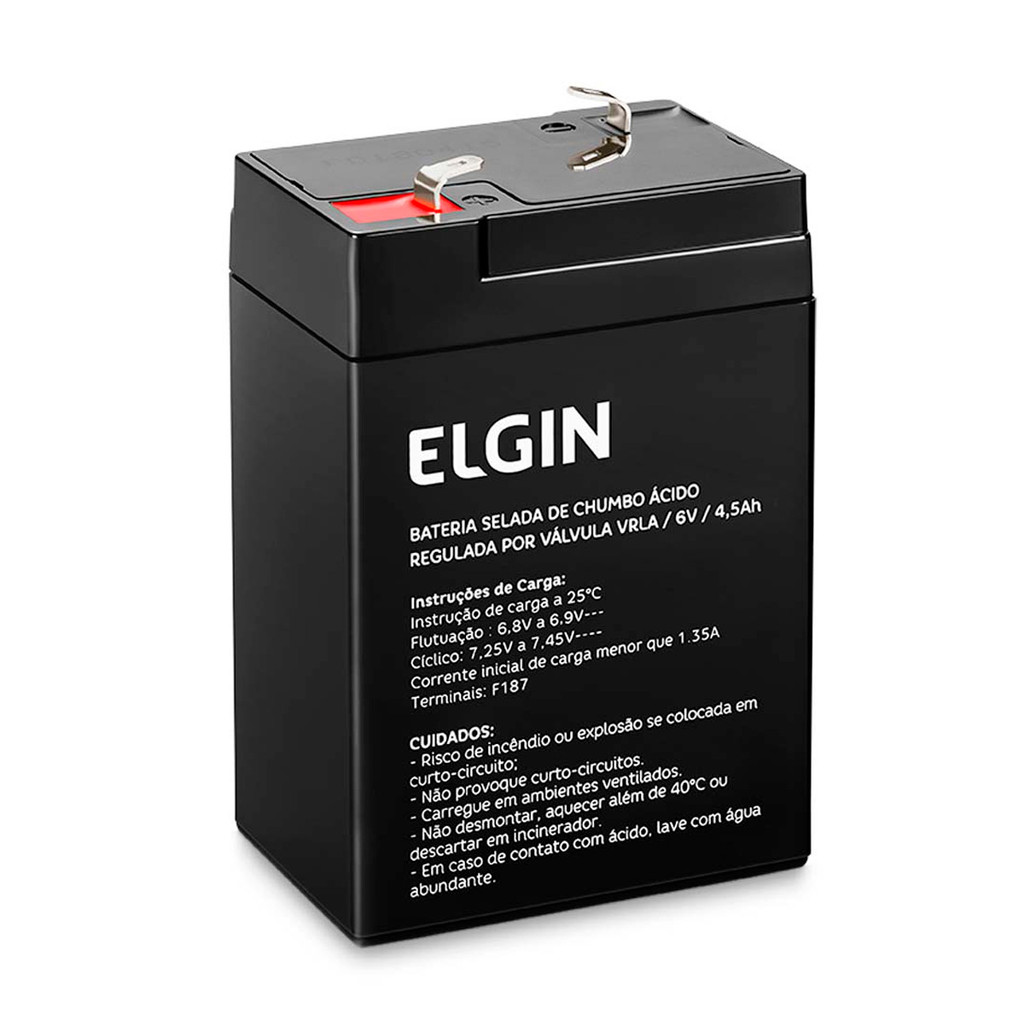 Bateria Selada Elgin Chumbo 6v 4,5Ah Regulagem VRLA Terminal F1