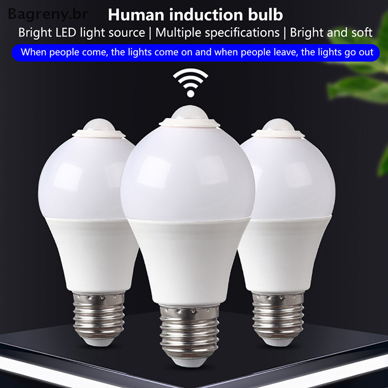 Lâmpada Noturna Bagreny E27 PIR Sensor De Movimento 5W 9W 15W LED Com BR