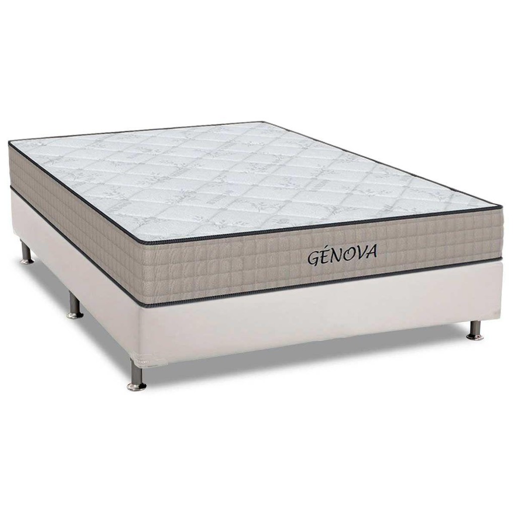 Conjunto Box Casal: Colchão Espuma Orthoflex D45 Genova + Base CRC Courano White(138x188)
