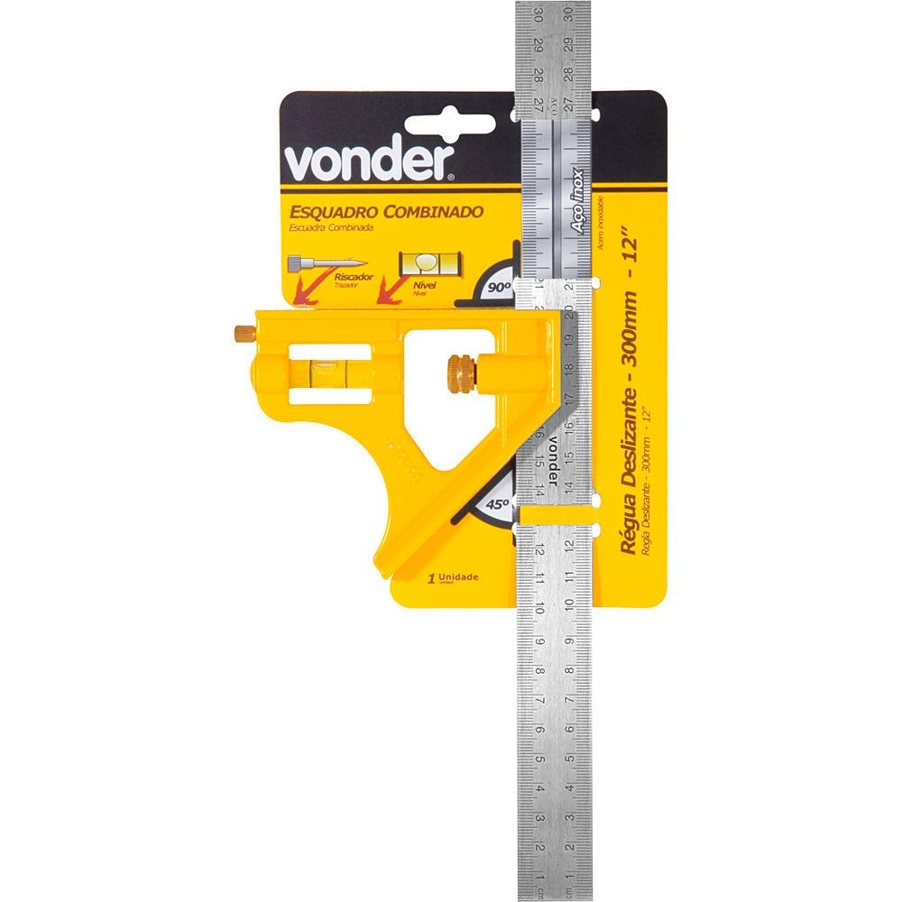 Esquadro Combinado 12 Aço Inox Vonder em Oferta na Shopee