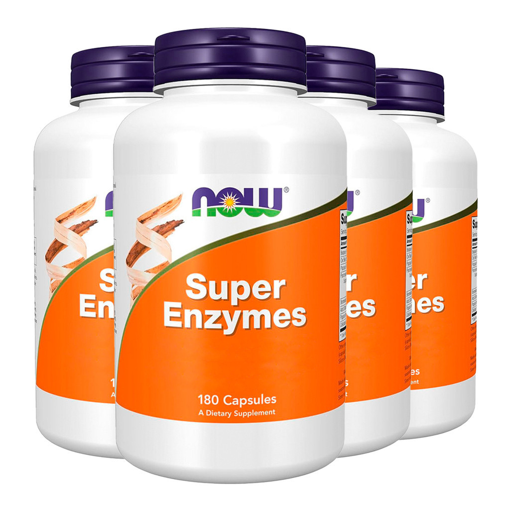 Kit 4x Super Enzimas Digestivas Now Foods Super Enzyme 180Caps /Made in Usa em Oferta na Shopee