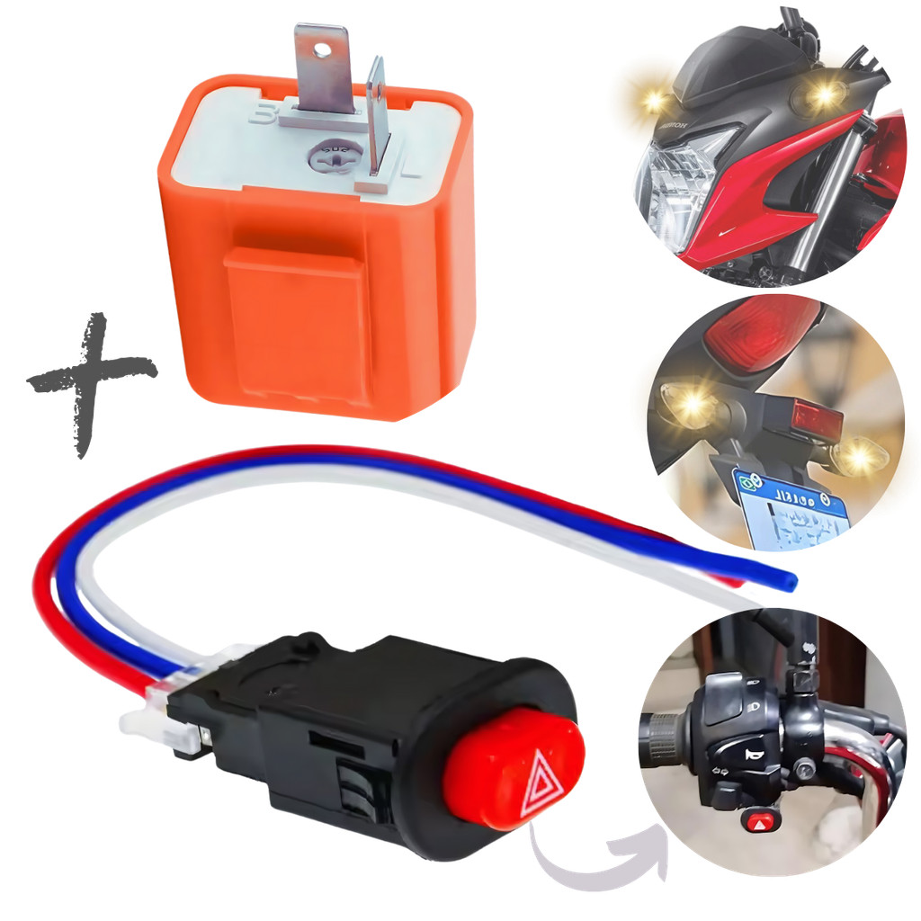 Chave Pisca Alerta Moto Universal Botão + Relé De Pisca Led em Oferta na Shopee