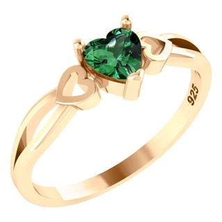Anel Eterno Coração Esmeralda - Pura Prata 925 Dourada Ouro 18k em Oferta na Shopee