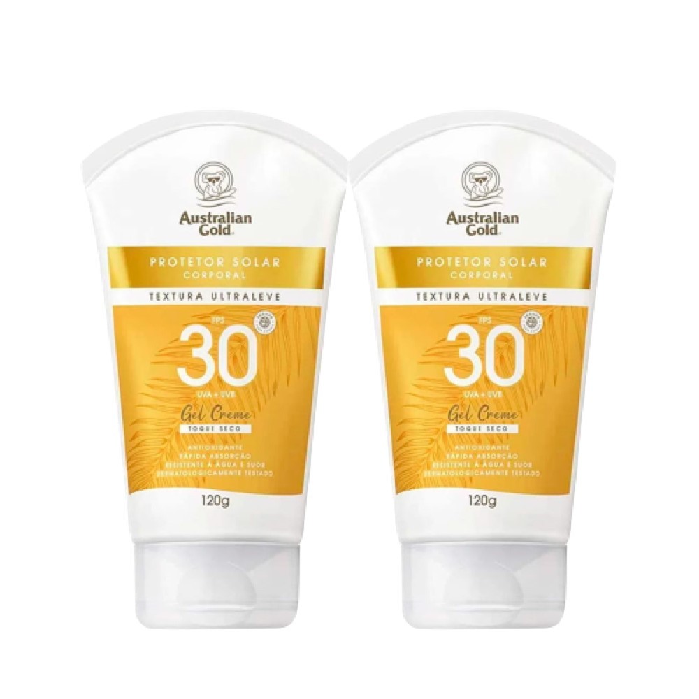 Kit 2 Protetor Solar Corporal Gel Creme FPS30 Australian Gold 120g