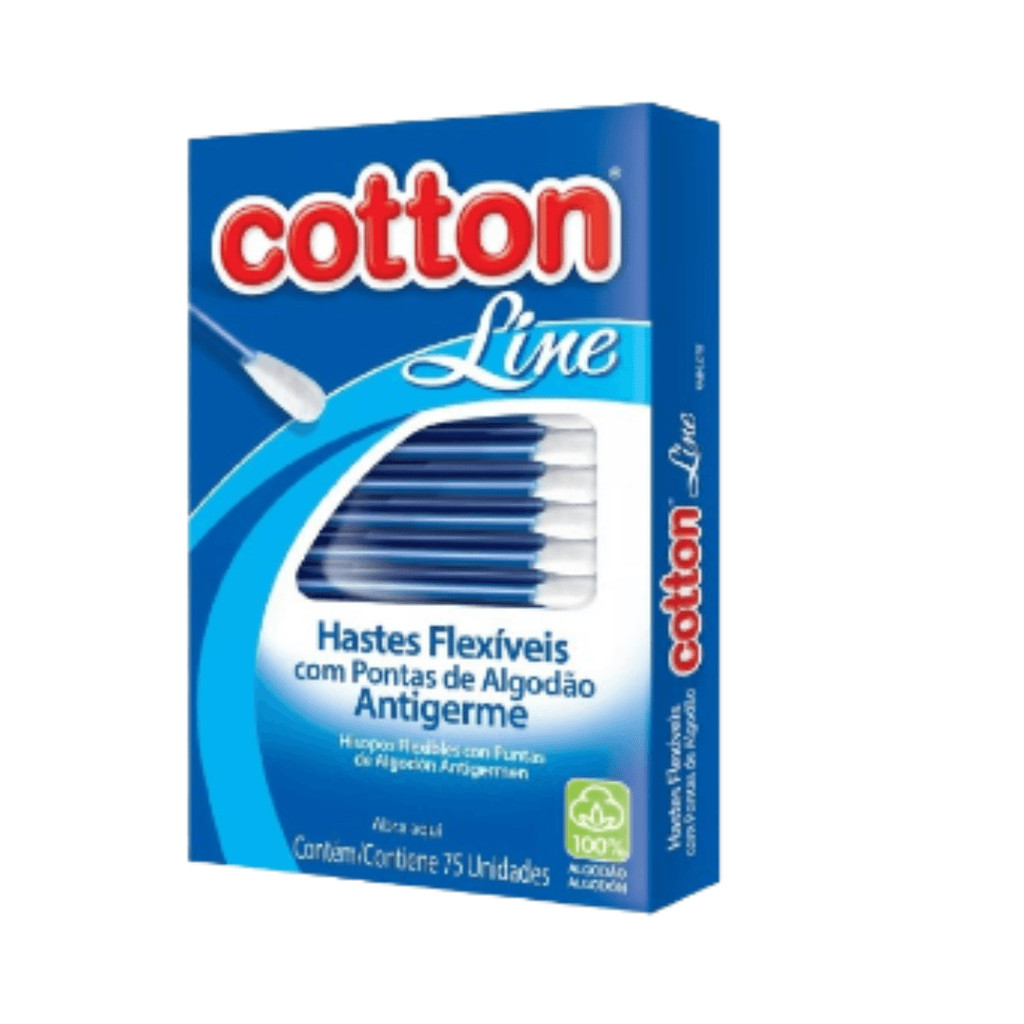 Kit 150 Unidades Hastes Flexíveis Cotton Line 2 CAIXAS x 75 Unidades Cotonete Caixa Com Pontas Algodão Natural Antigerme em Oferta na Shopee