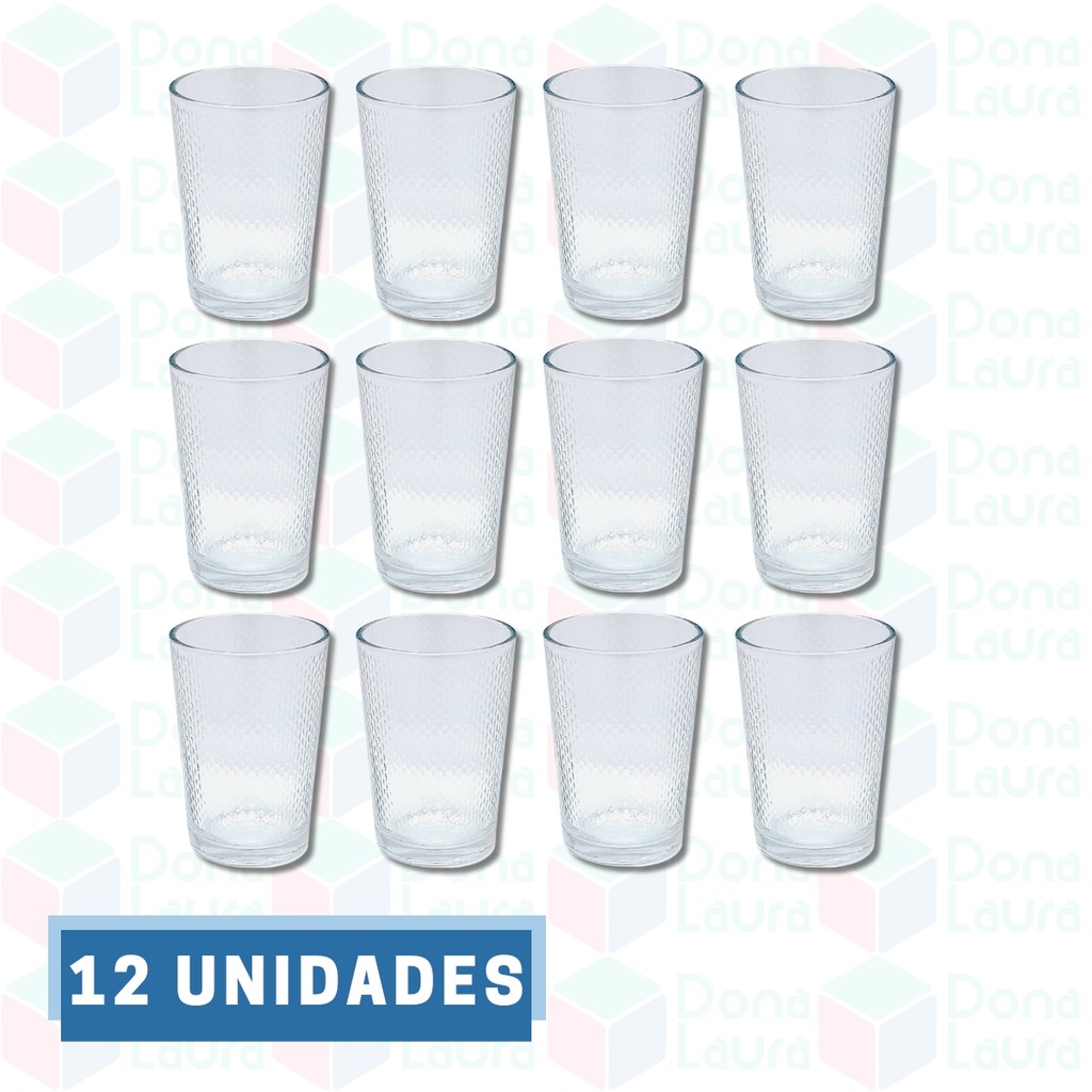 Jogos de 12 Copos de vidro Arizona 200ml Transparente