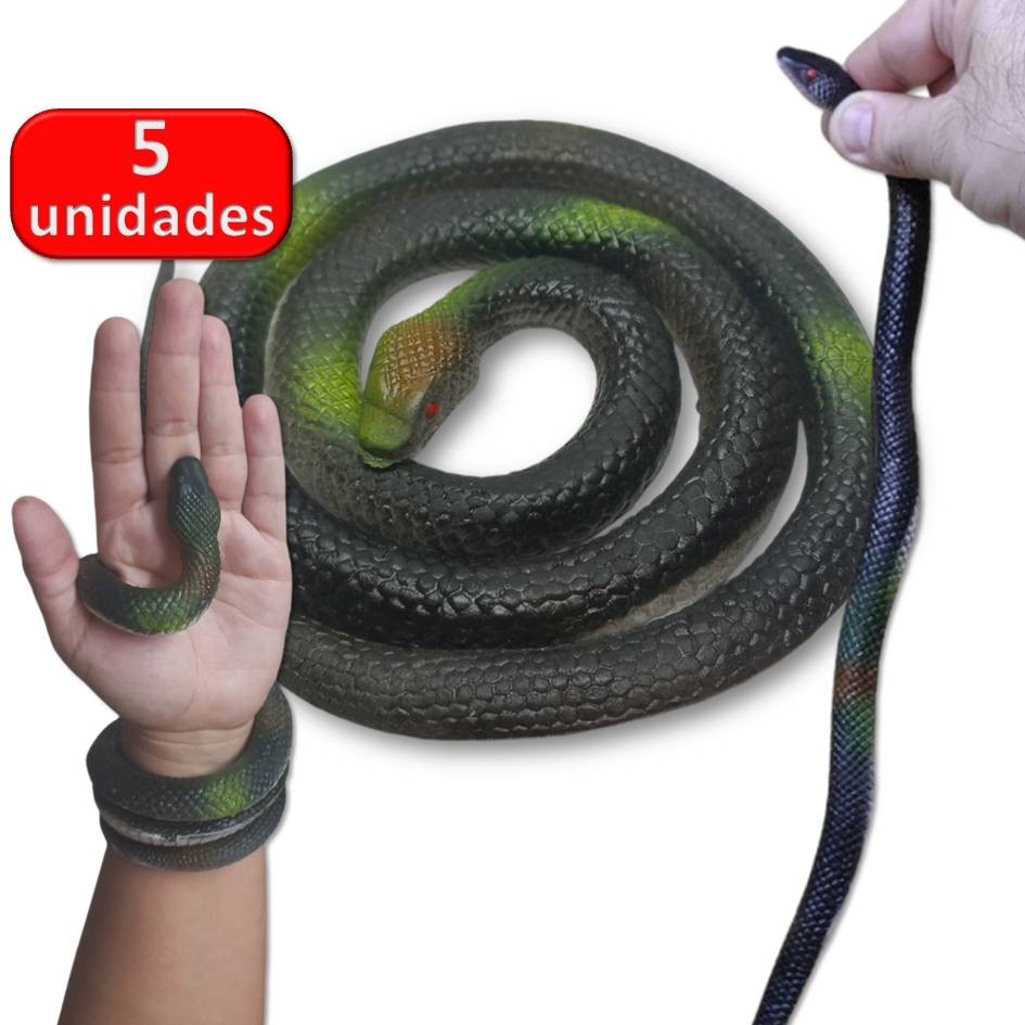 5 Unidades Cobra de Borracha Realista 90cm Pegadinha / Halloween