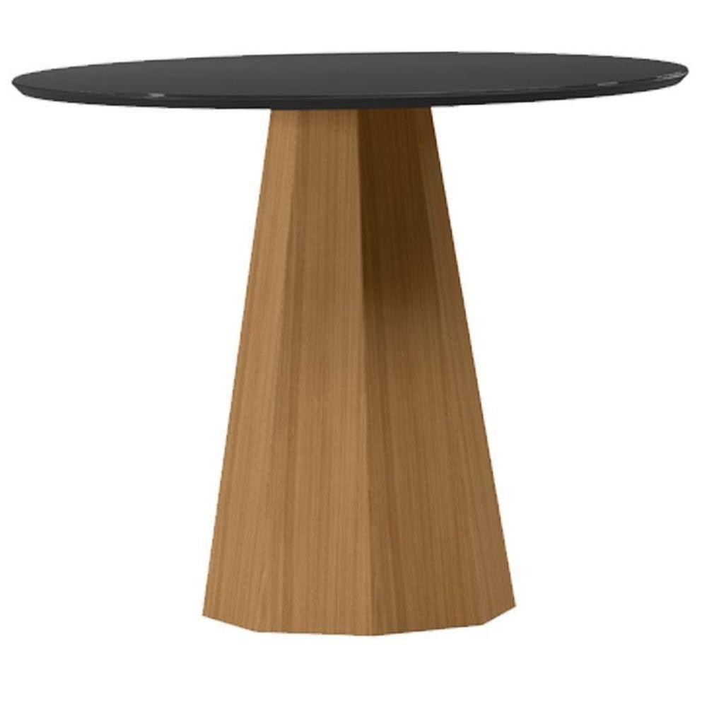 Mesa De Jantar 100x100 Cm Isis Com Vidro Ype Preto - New Ceval