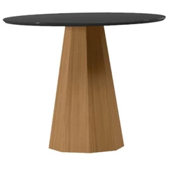 Mesa De Jantar 100x100 Cm Isis Com Vidro Ype Preto - New Ceval