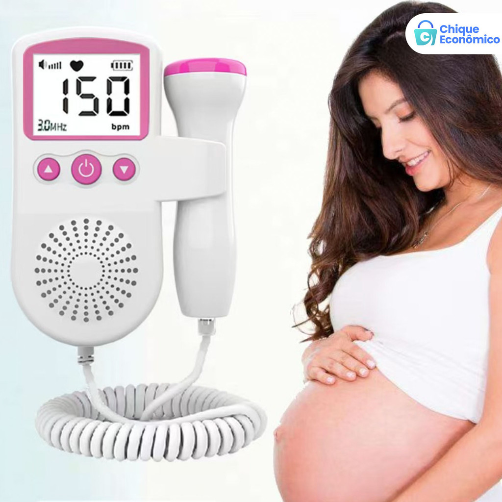 Monitor fetal doppler ecografia para ouvir o batimento cardíaco do bebê em Oferta na Shopee