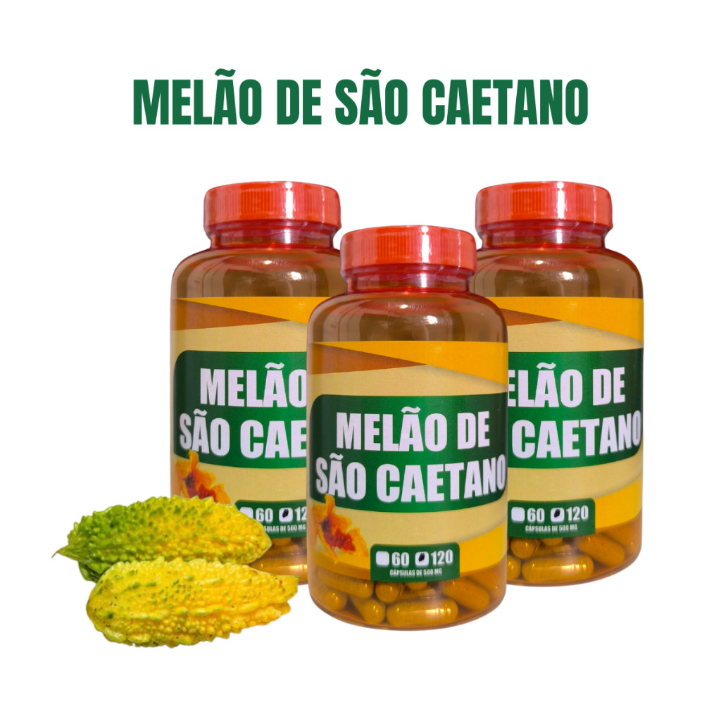 Melão de São Caetano 120 Cápsulas de 500 mg - Kits com 1, 2 e 3 Unidades em Oferta na Shopee